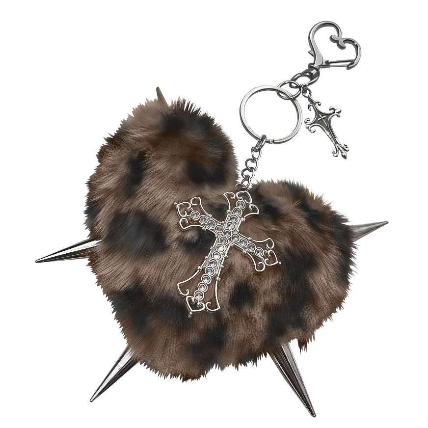 Y2K Plush Heart Bag Charm Keychain